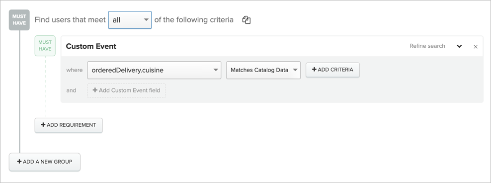 Selecting the event subfield
