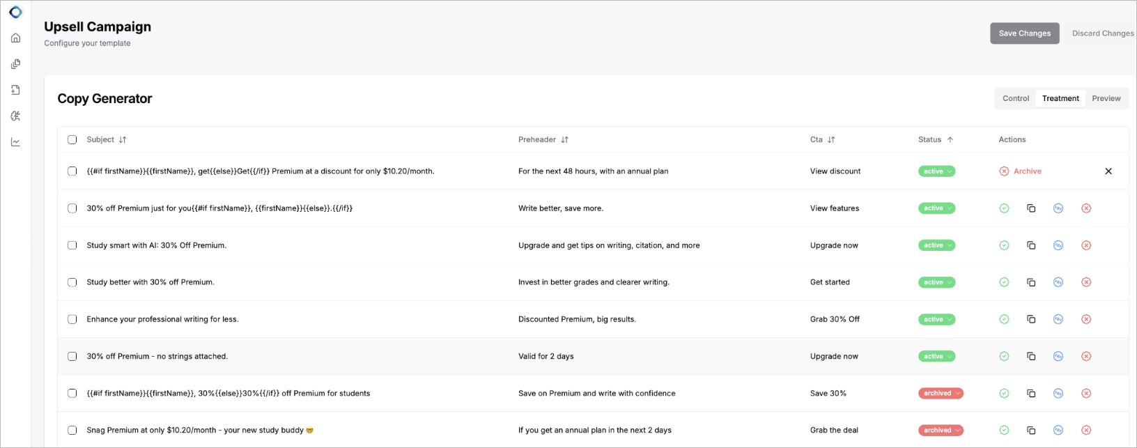 The Just Words copy generator