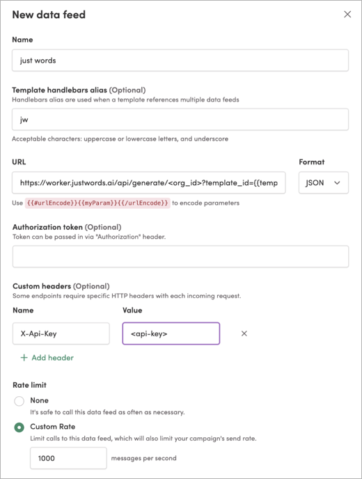 Setting up a data feed