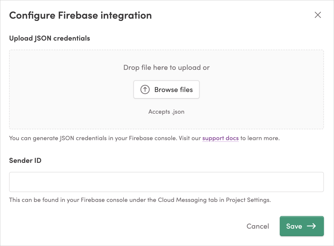 Uploading a JSON private key for FCM
