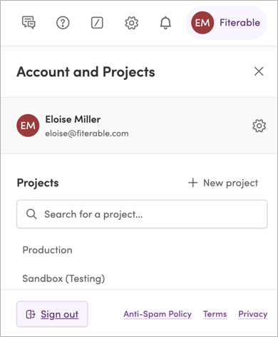 The Sign-out button