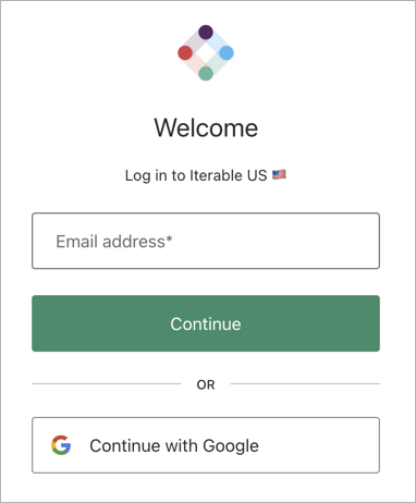 The Iterable US login screen