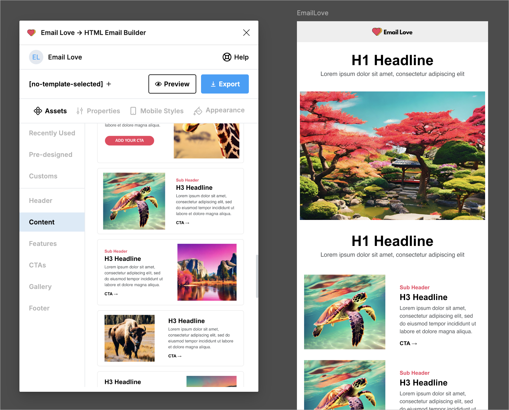Adding Email Love components
