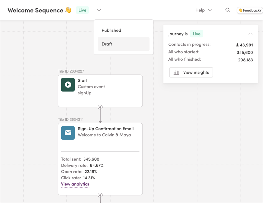 Switching between Published and Draft view