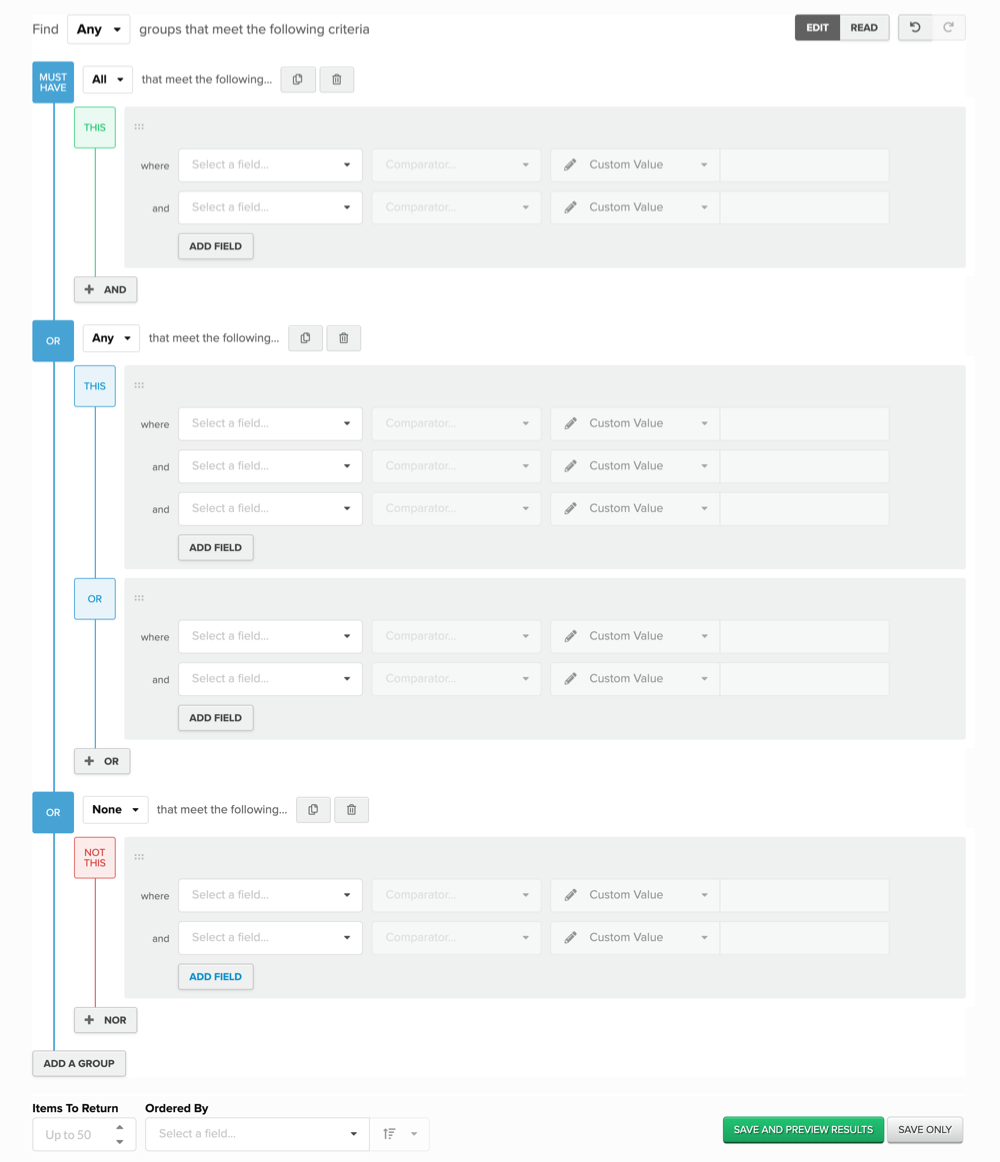 Collection Builder interface