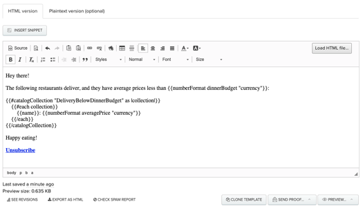 Example template with collection reference