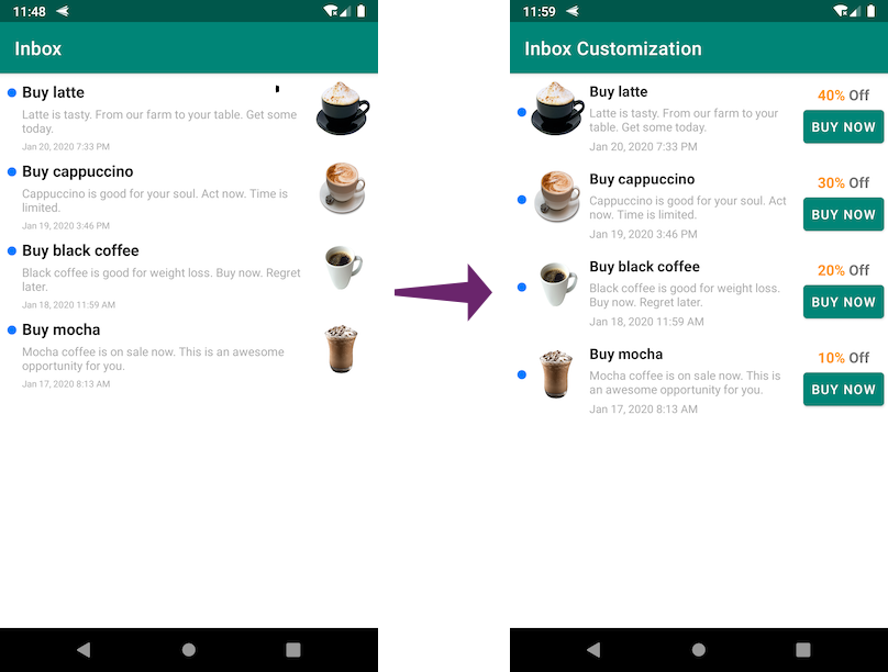 Inbox items with added fields