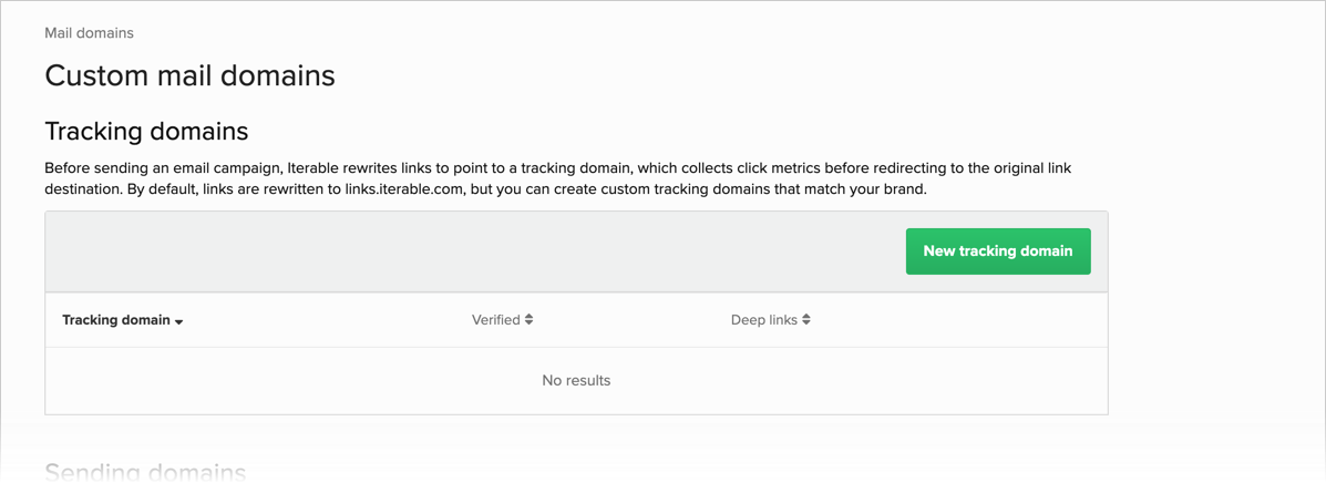 Creating a tracking domain
