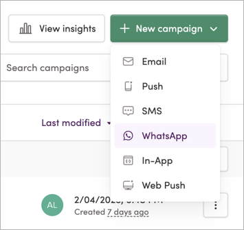Creating a WhatsApp campaign