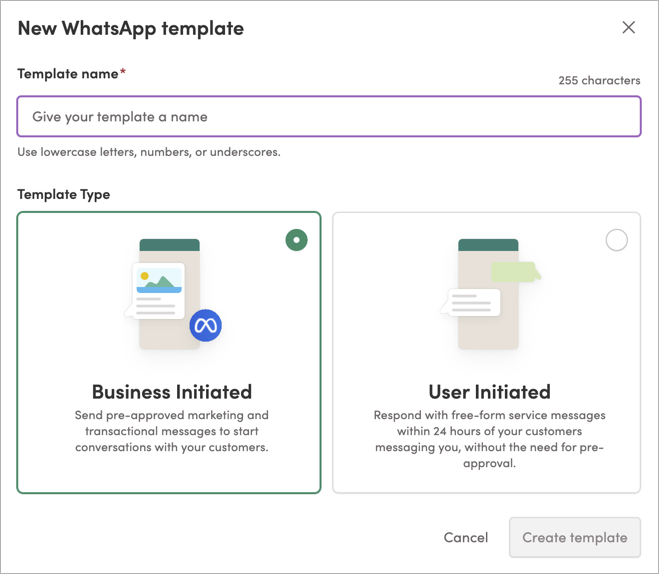 WhatsApp template types