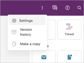 The Settings menu
