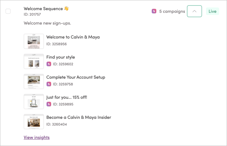 Viewing all journey campaign performance data from the Journeys page