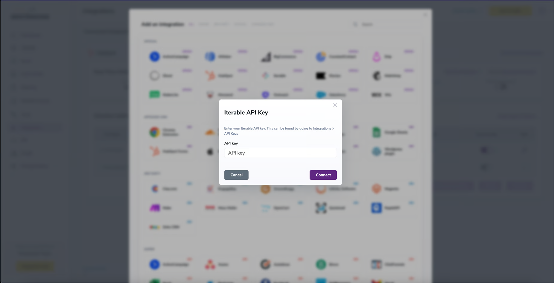 Entering the API key