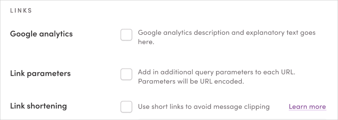 Link Shortening option in the Details tab