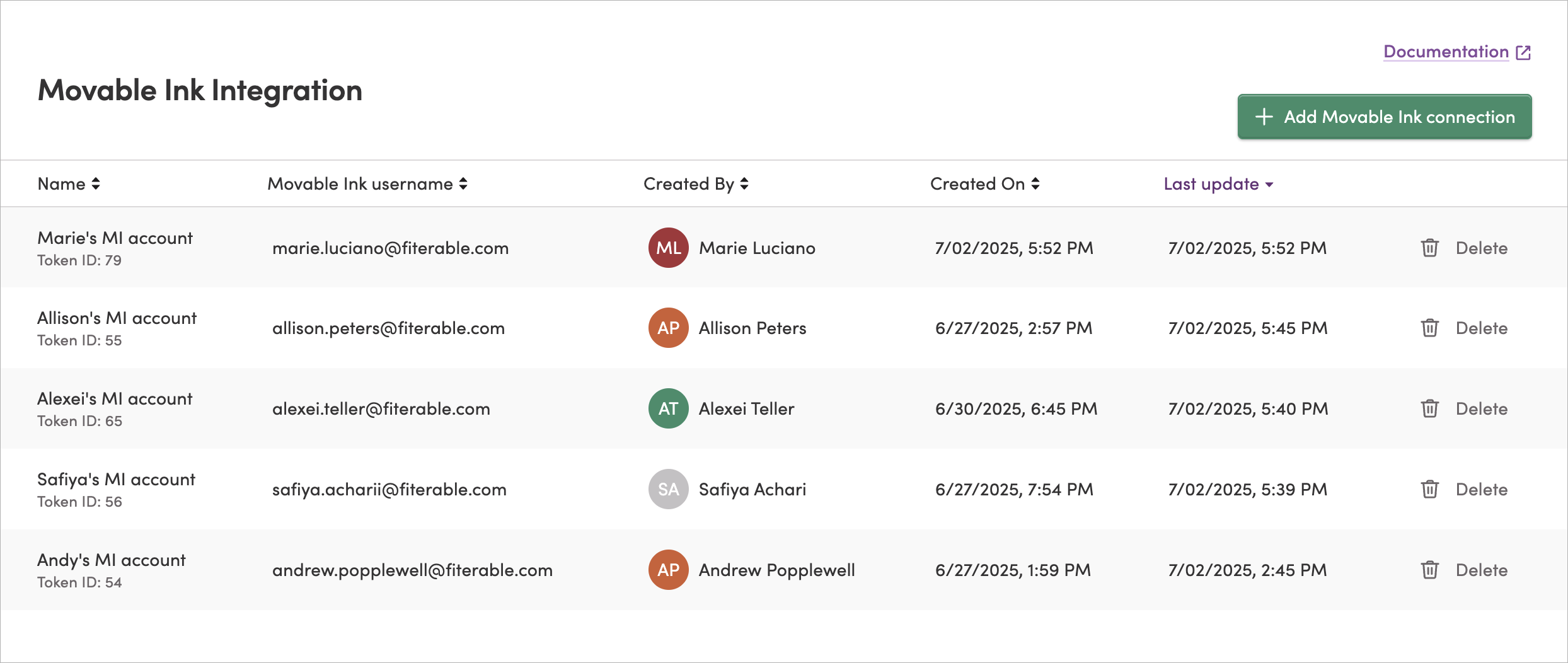 The Movable Ink integration page