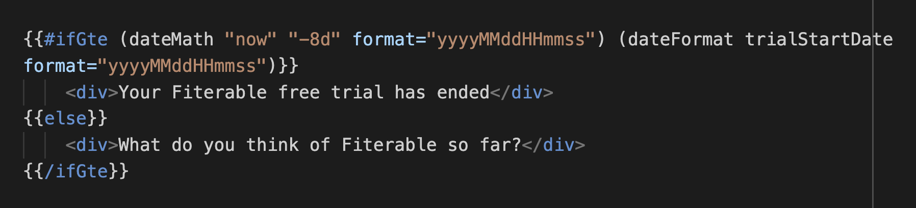 Example ifGte helper