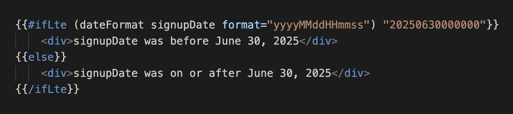 Example ifLte helper