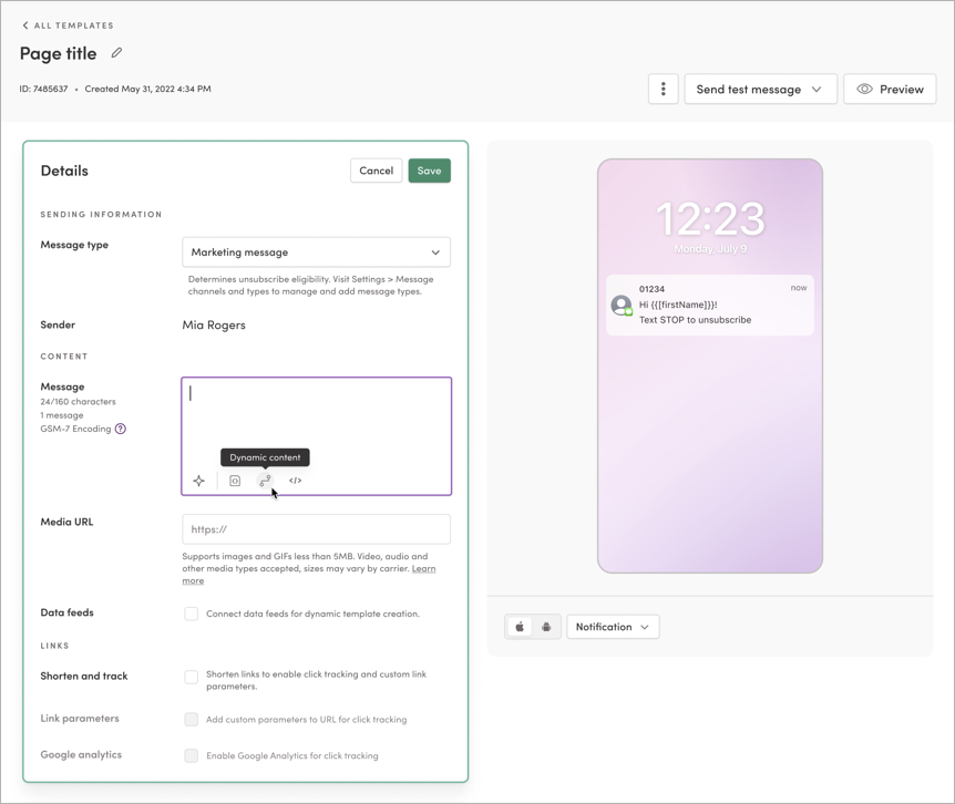 Creating a dynamic content block