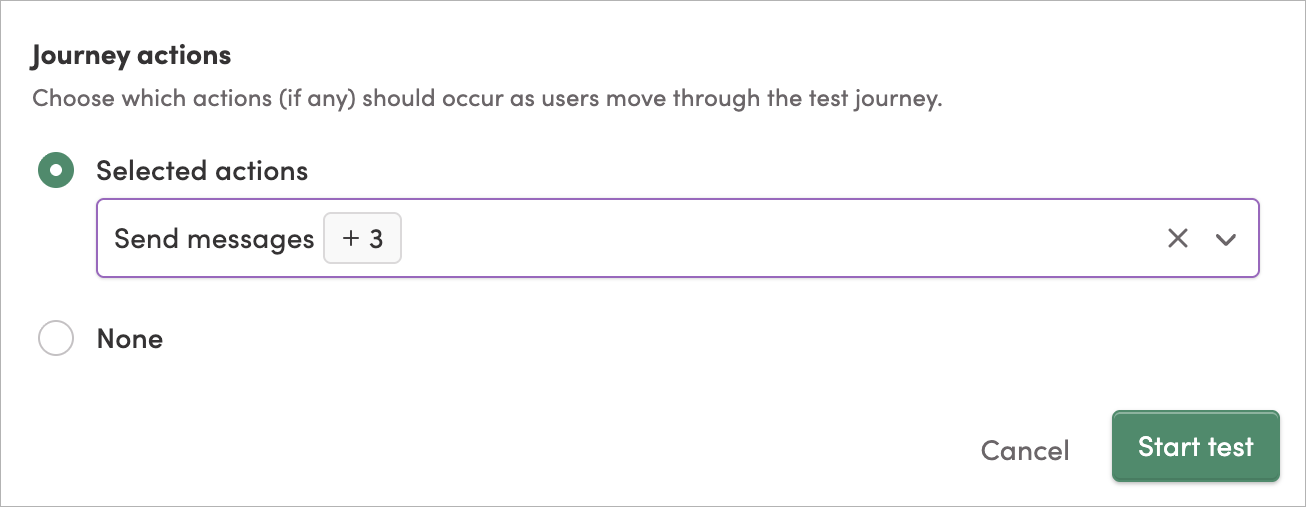 Selecting journey actions