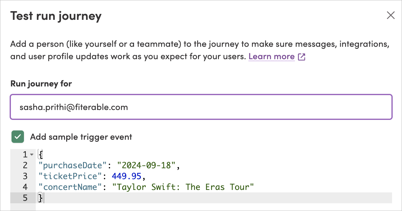 Adding a sample trigger event