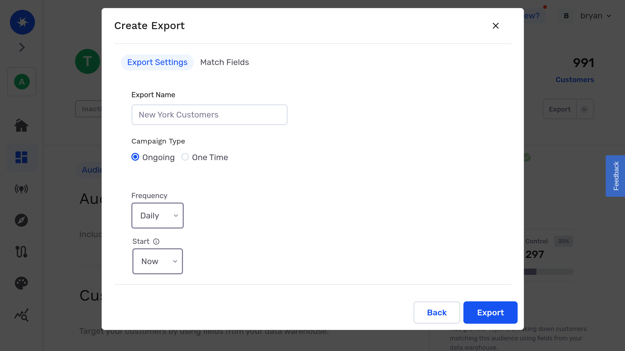 Configuring the export