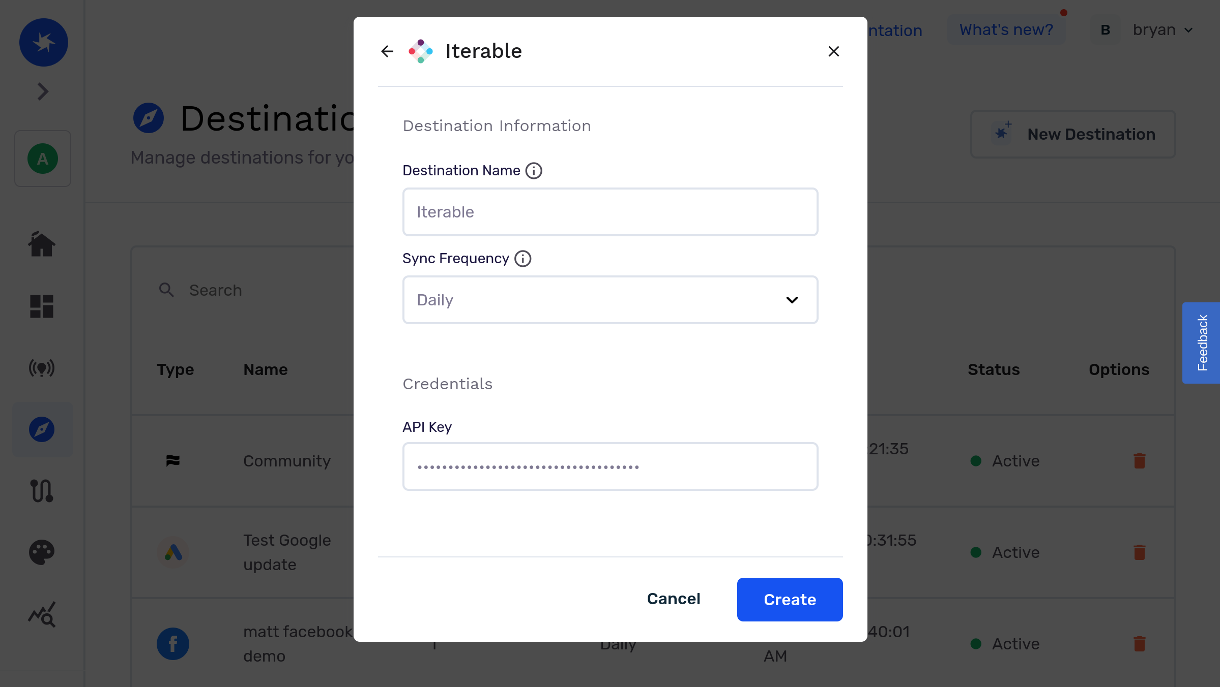 Configuring the destination