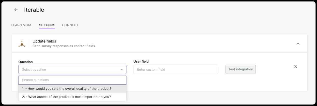 Selecting a question