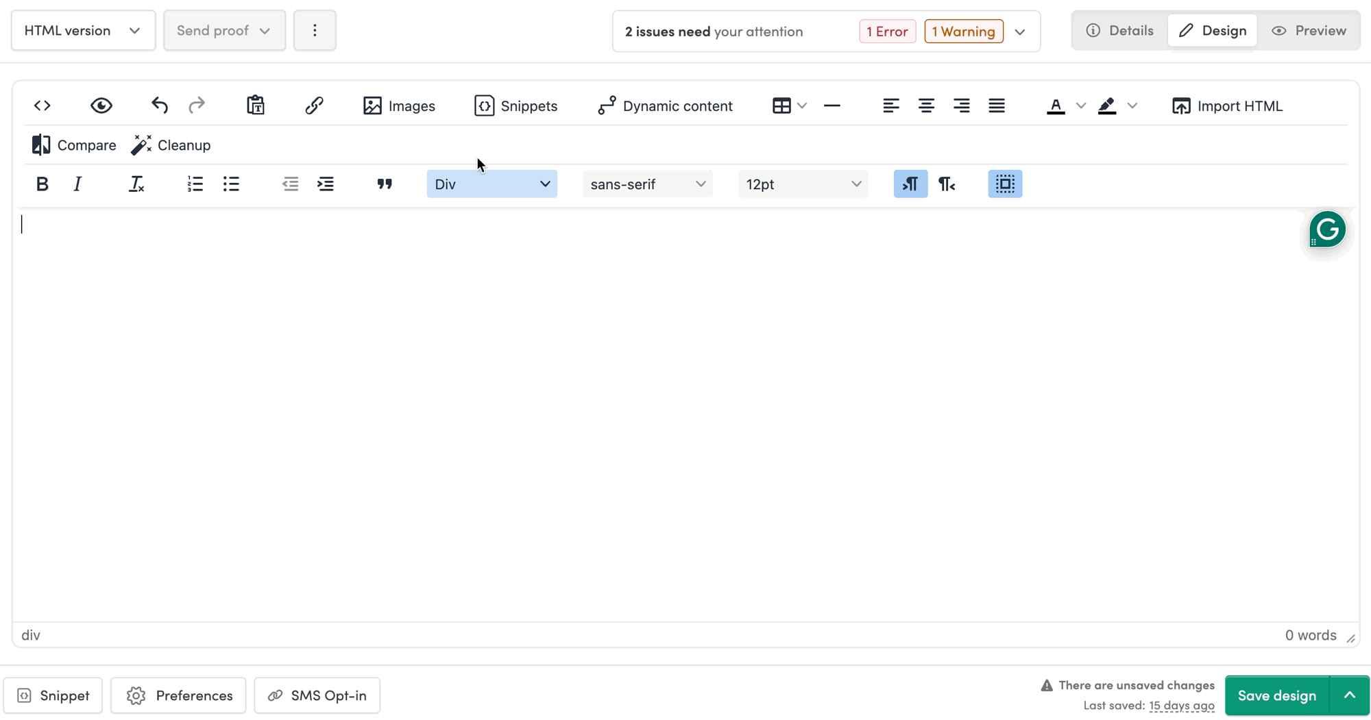 Embedding a survey with the WYSIWYG editor