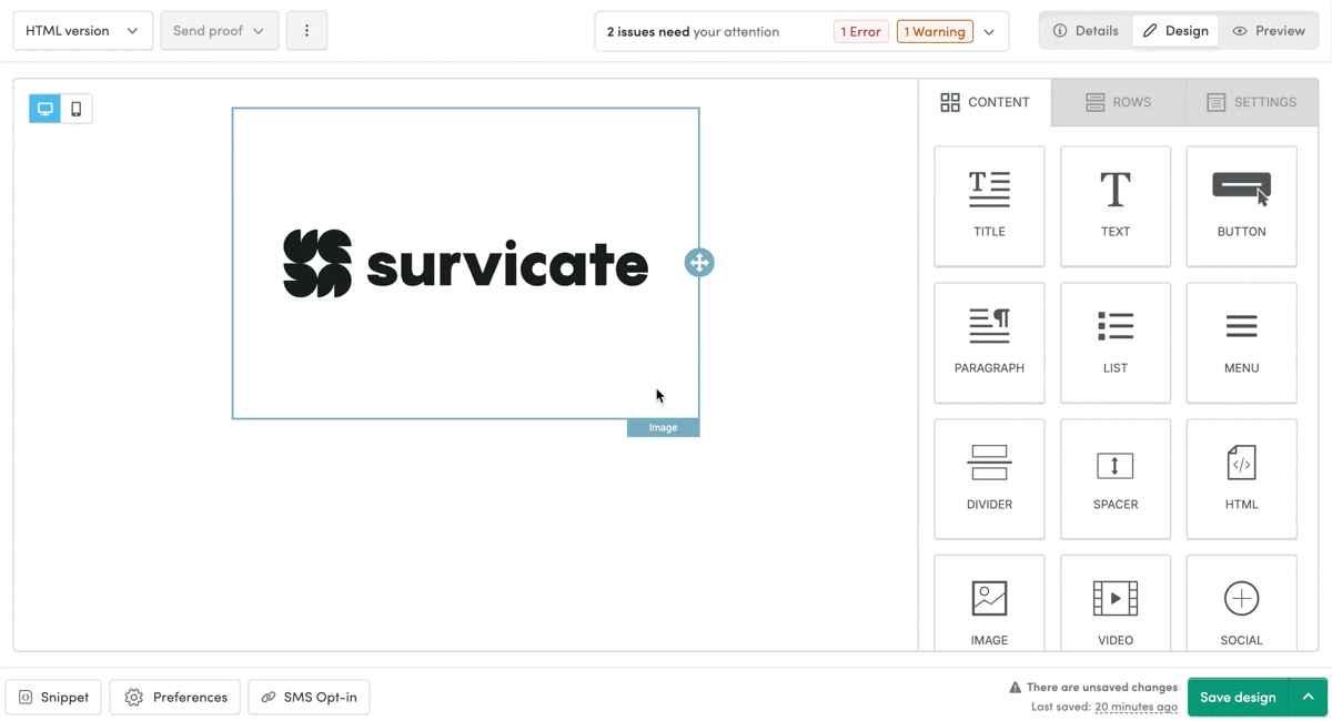 Embedding a survey with the Drag and Drop editor