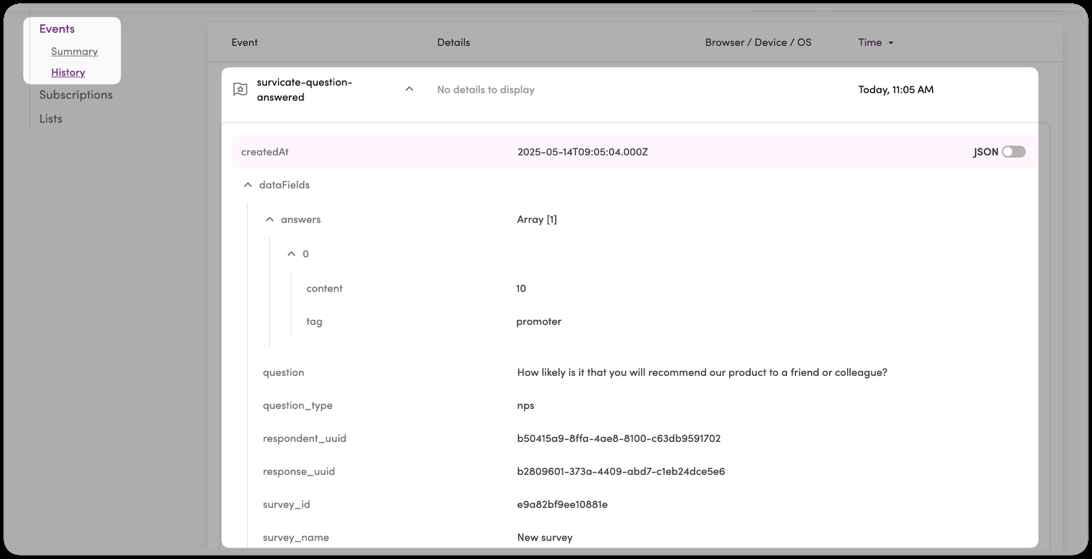 Viewing event metadata