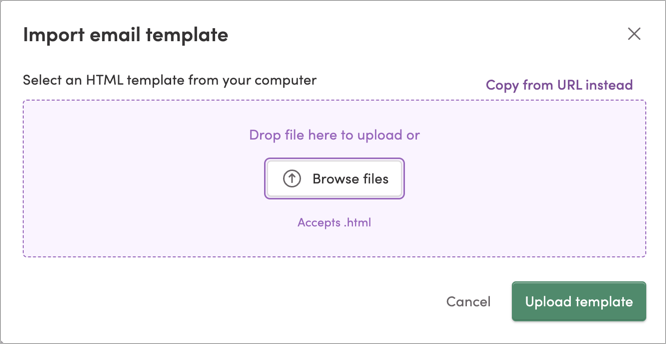 Importing an email template