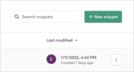 The New Snippet button