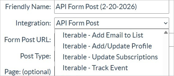 Selecting an Iterable integration