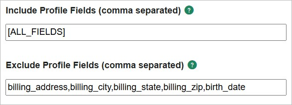 Excluding profile fields