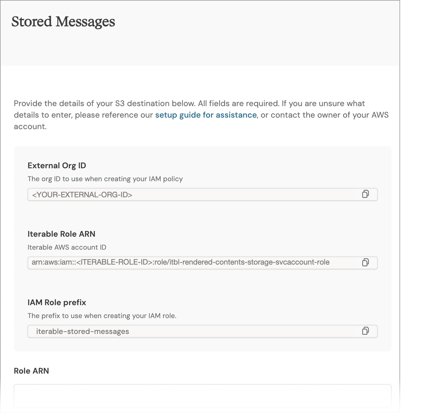 Setting up Stored Messages for AWS S3
