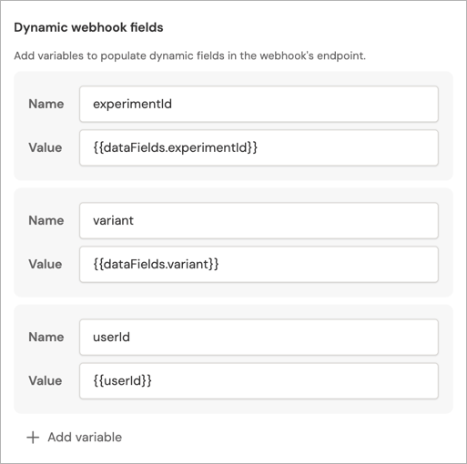 Setting up dynamic endpoint parameters