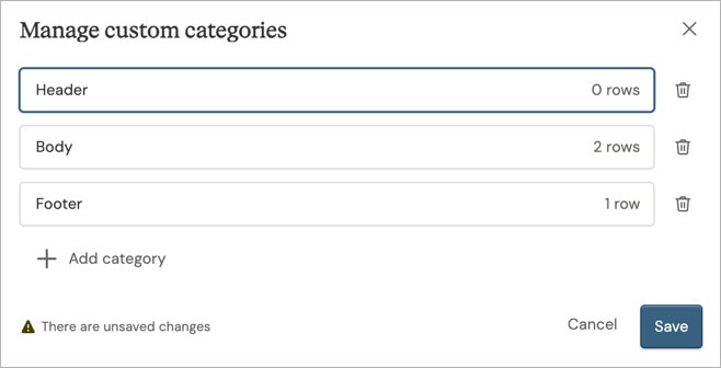 Creating a custom category