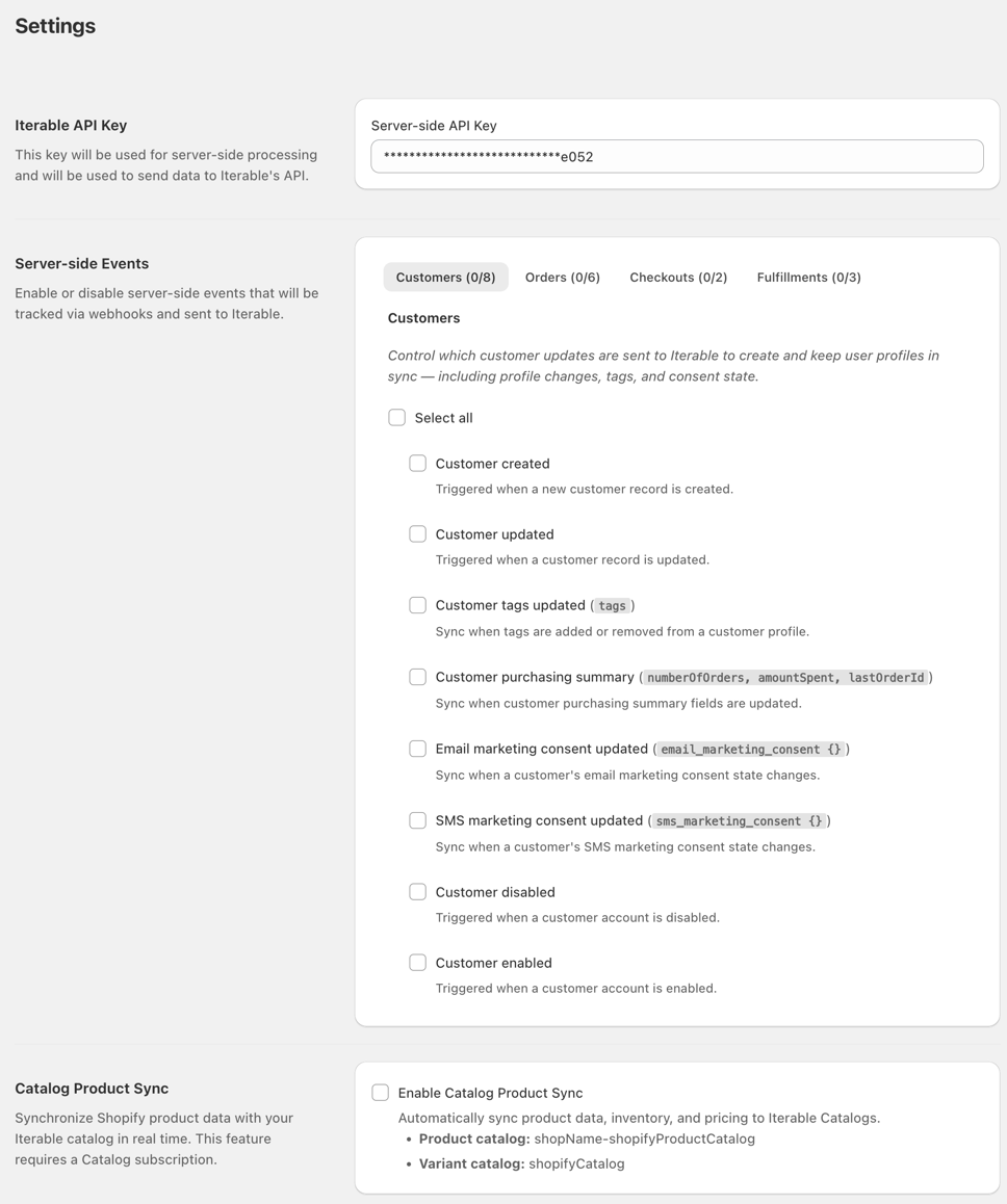 App settings