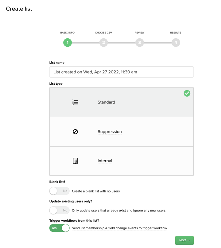 Configuring lists to work with journeys