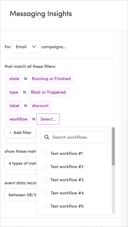 Filtering by campaigns by workflow