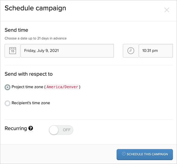 Scheduling a campaign with one-minute specificity