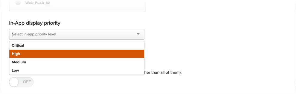 Setting in-app display priority