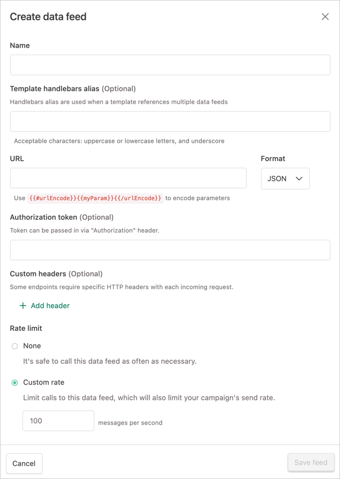 Data feed rate limits