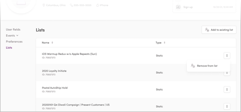 List membership on the user profile