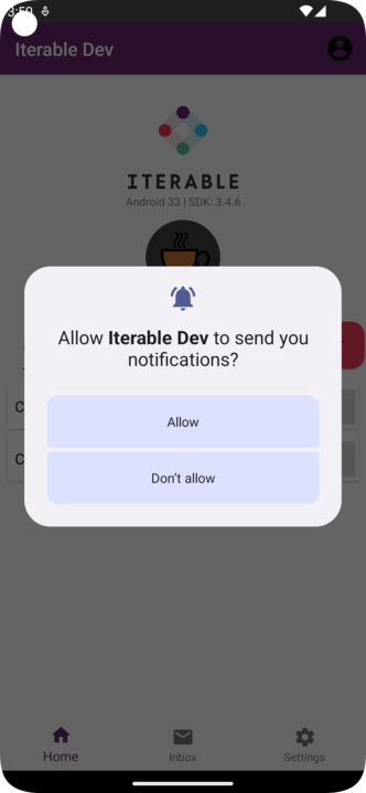 Android 13 push notification permissions prompt