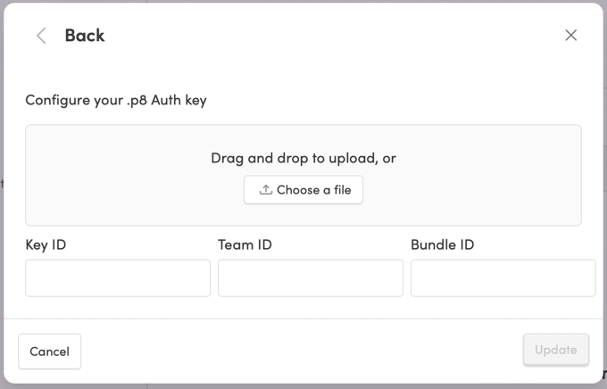 Setting up an authentication token
