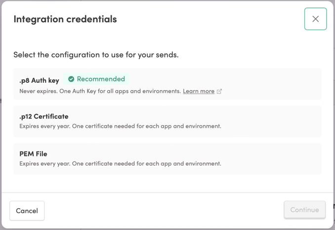 Choose a type of credential