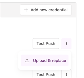Upload and replace a .p12 file