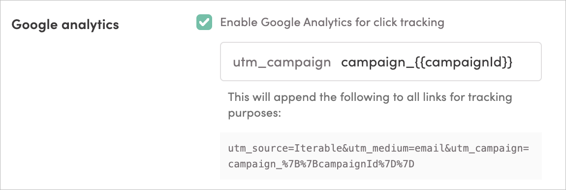 Enable Google Analytics URL tracking in Iterable