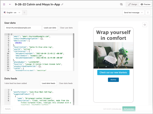 Previewing with user data